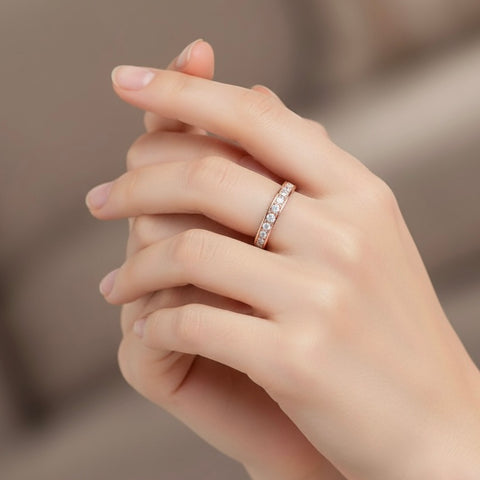 RG111RG B.Tiff Stacking .01 ct Rose Gold Plated Stainless Steel Eternity Ring