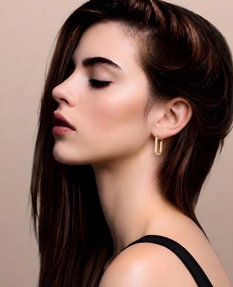 ER080G B.Tiff Gold Plated Padlock Hoop Earrings