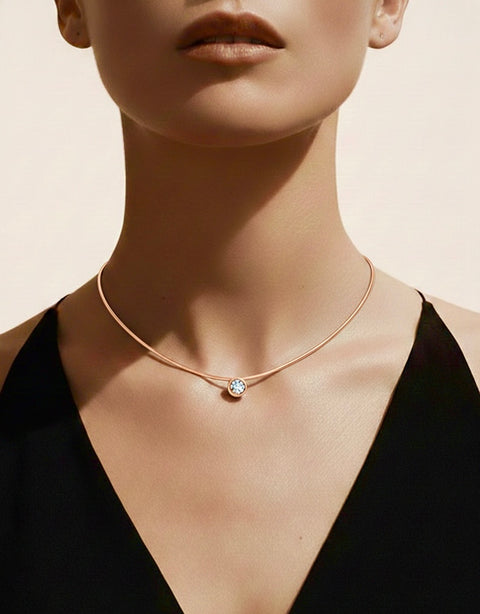 PT201RG B.Tiff 2 ct Solitaire Rose Gold Plated Stainless Steel Pendant Necklace