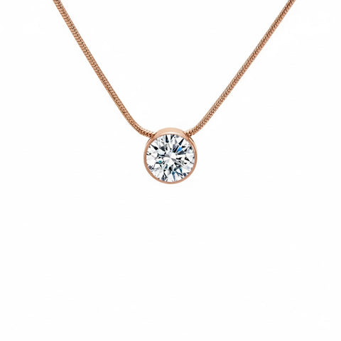 PT201RG B.Tiff 2 ct Solitaire Rose Gold Plated Stainless Steel Pendant Necklace