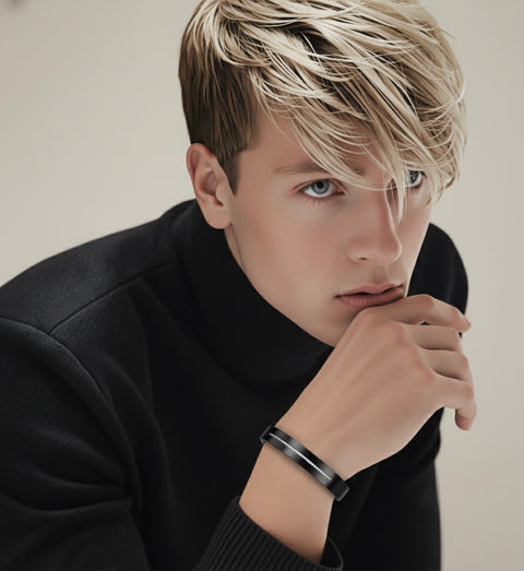 BG1212B B.Tiff Eternity 38 Black Anodized Stainless Steel Bangle Bracelet