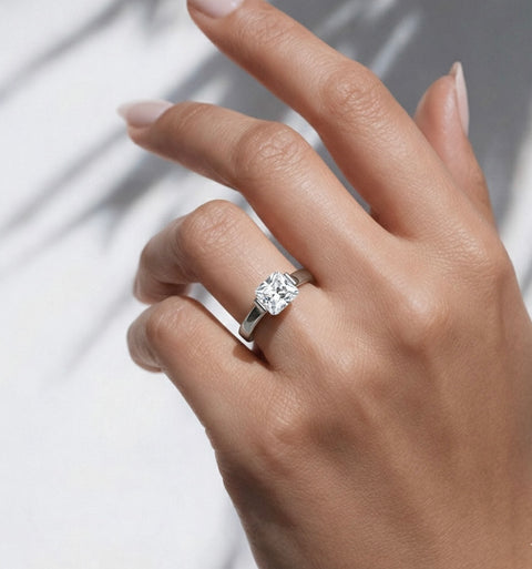 RG228W B.Tiff 2 ct Cushion Cut Stainless Steel Engagement Ring