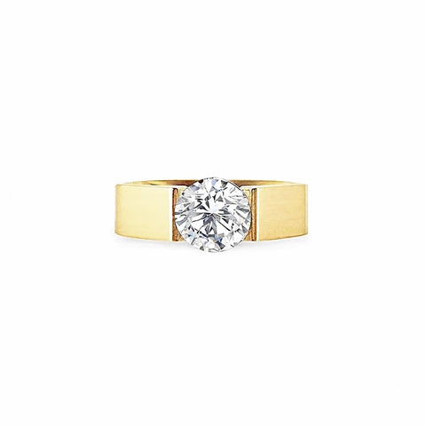 RG093G B.Tiff 2 ct Round Gold Plated Stainless Steel Solitaire Engagement Ring
