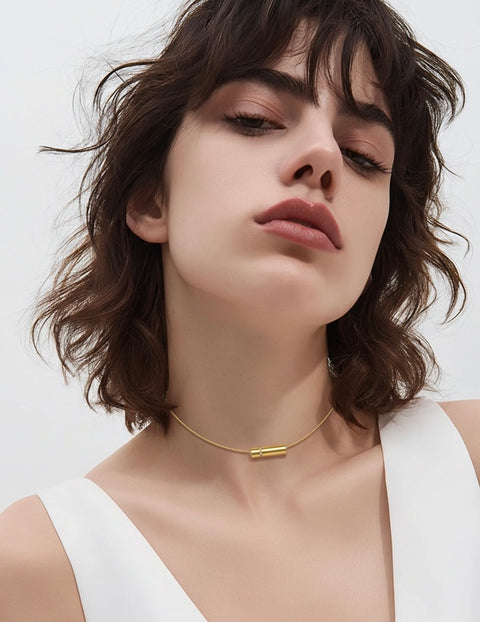 PT080W B.Tiff Pavé Rouleau Stainless Steel Pendant