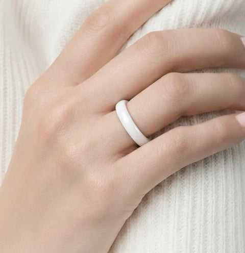 RG106W B.Tiff Plain White Ceramic Ring