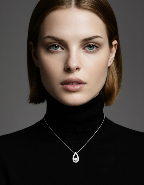 PT106W  B.Tiff Drop Stainless Steel Pendant Necklace