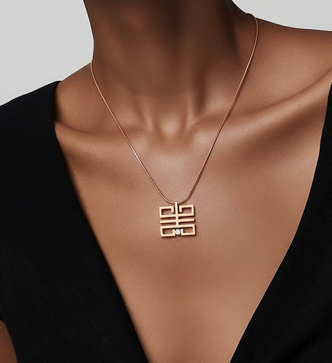 PT114RG B.Tiff Feliĉo Rose Gold Plated Stainless Steel Pendant Necklace