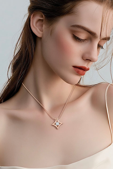 PT124RG B.Tiff Natal 1 ct Princess Cut Tension Pendant Necklace