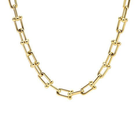 C525G B.Tiff 18K Gold Plated Horseshoe Link Stainless Steel Chain Necklace