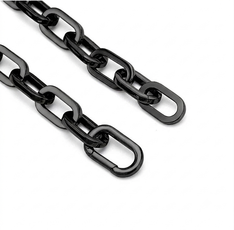 C200B B.Tiff Paperclip Anodizd Black Stainless Steel Chain Necklace