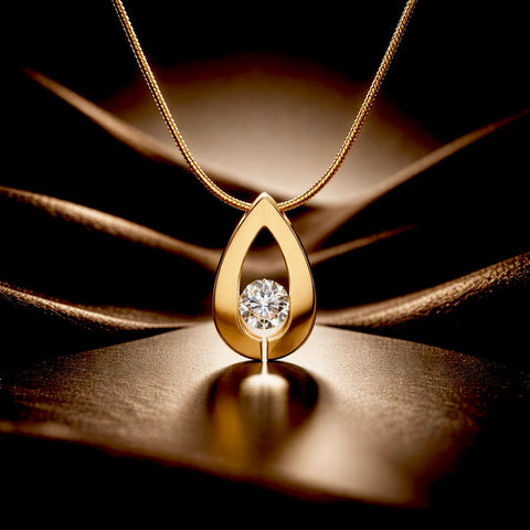 PT106G  B.Tiff Drop Gold Plated Stainless Steel Pendant Necklace