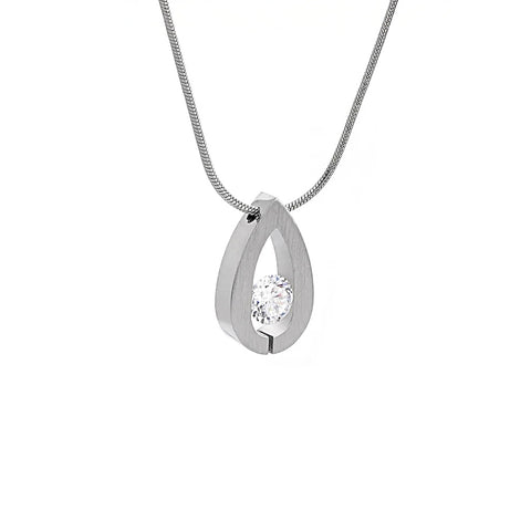 PT106W  B.Tiff Drop Stainless Steel Pendant Necklace