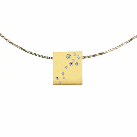 PT094G B.Tiff Gold Plated Pavé Galaxie Stainless Steel Pendant