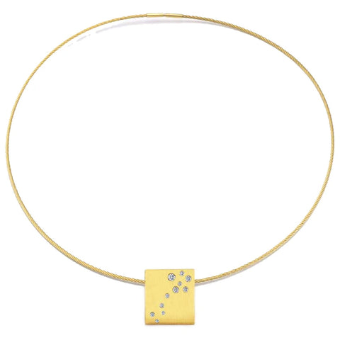 PT094G B.Tiff Gold Plated Pavé Galaxie Stainless Steel Pendant