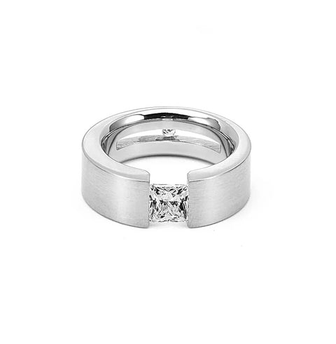 RG094W  B.Tiff 1 ct Double Sided Princess Cut Stainless Steel Solitaire Ring