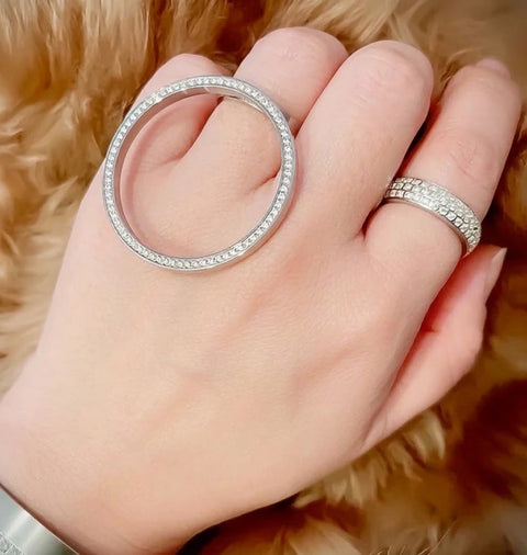 RG099W B.Tiff Pavé Hoop Stainless Steel Ring