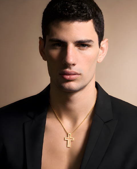 PT098G B.Tiff Lumière Cross 18K Gold Plated Stainless Steel Pendant