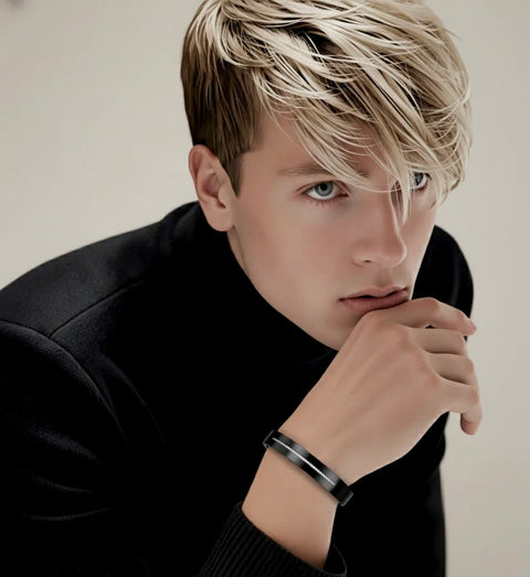 BG1212B B.Tiff Eternity 38 Black Anodized Stainless Steel Bangle Bracelet