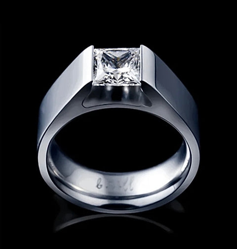 RG097W B.Tiff 1 ct Stainless Steel Princess Cut Solitaire Ring
