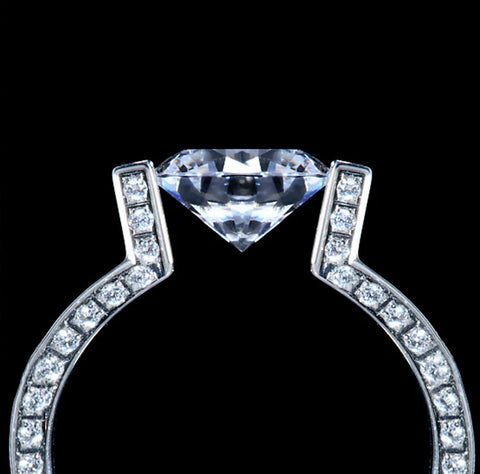 RG108MW B.Tiff 2ct Moissanite Round Solitaire Interlocking Engagement Ring