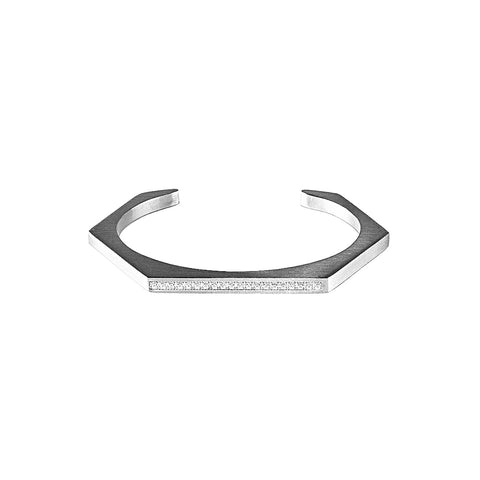 BG017W B.Tiff Pave' Stainless Steel Hexagon Bangle Bracelet