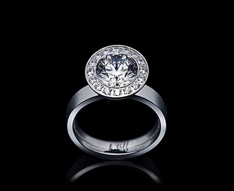 RG125W B.Tiff Aŭreolo 2 ct Stainless Steel Round Halo Engagement Ring