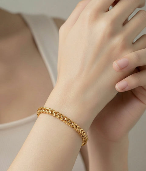 BG140G B.Tiff Gold Plated Franco Link Bracelet