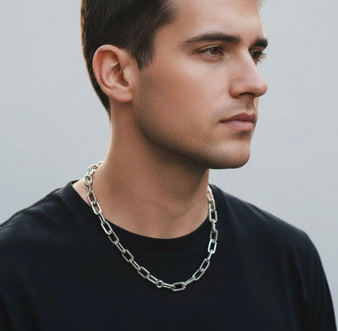 C200WB B.Tiff High Polish Black Clasp Paperclip Stainless Steel Chain Necklace