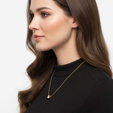 PT201G B.Tiff 2 ct Solitaire Gold Plated Stainless Steel Pendant Necklace