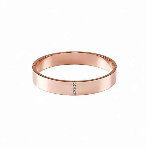 BG223RGP B.Tiff 4-Stone Wide Rose Gold Plated Stainless Steel Pavé Bangle Bracelet