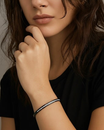 BG333B B.Tiff Eternity 25 Black Anodized Stainless Steel Bangle Bracelet