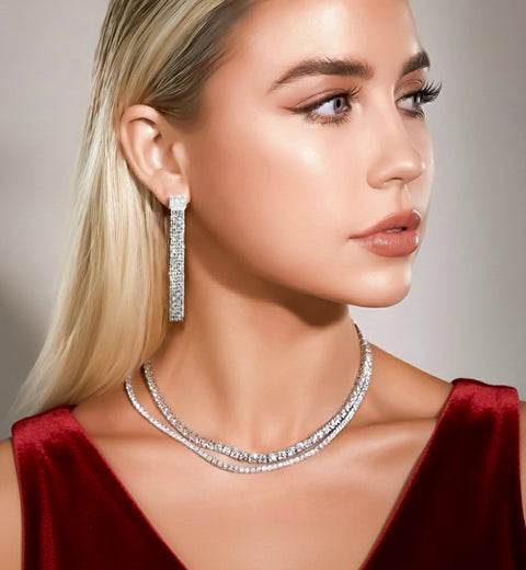 ER808W B.Tiff Pavé Hex Tassel Stainless Steel Earrings