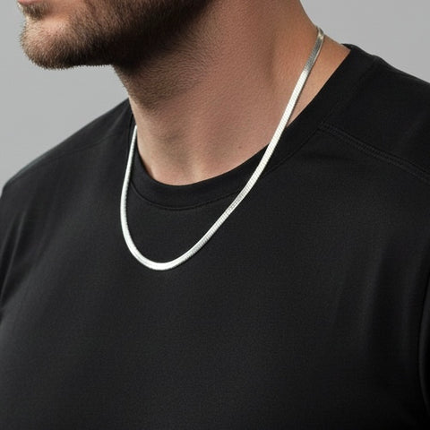 C006W B.Tiff 6mm Herringbone Stainless Steel Chain Necklace