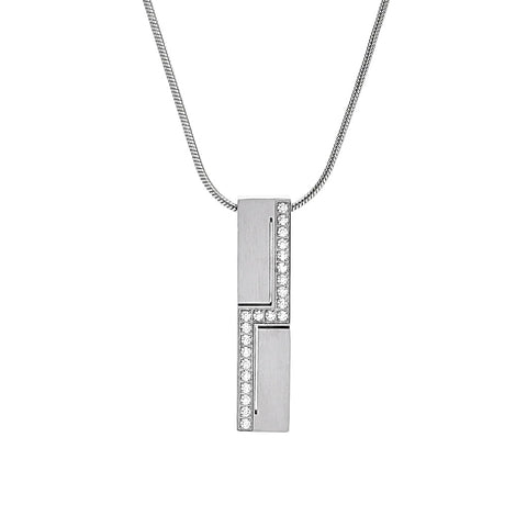 PT129W B.Tiff Cross Body Stainless Steel Pendant Necklace
