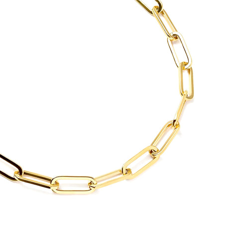 C860G B.Tiff "Jemma" Flat Long Adjustable Link Gold Plated Stainless Steel Necklace