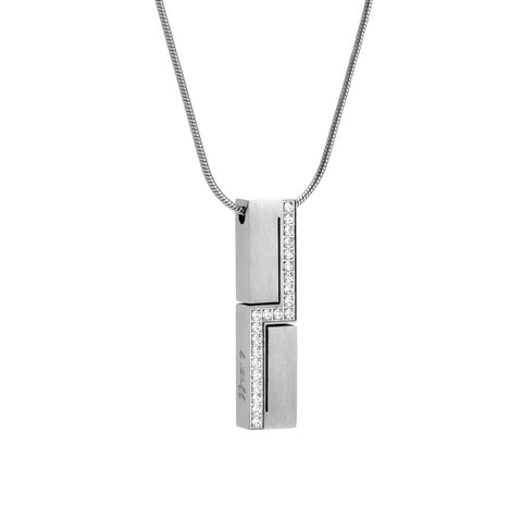 PT129W B.Tiff Cross Body Stainless Steel Pendant Necklace