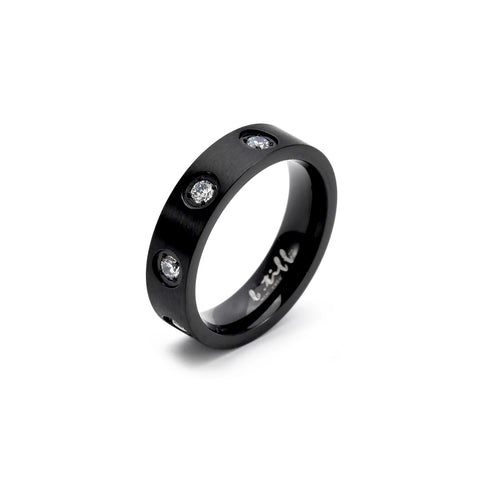 RG808B B.Tiff 8-Stone Bold Black Anodized Stainless Steel Ring