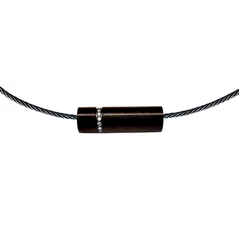 PT080B B.Tiff Black Anodized Pavé Rouleau Stainless Steel Pendant