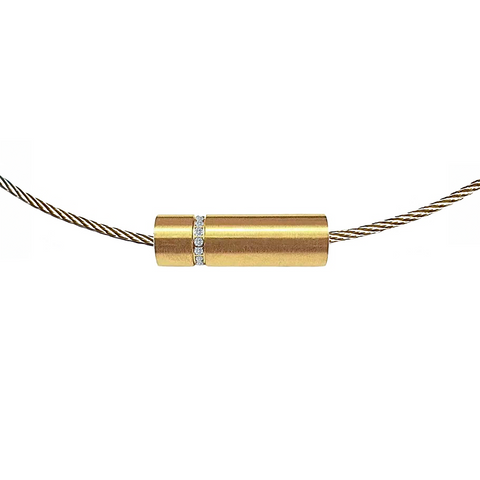 PT080G B.Tiff Gold Plated Pavé Rouleau Stainless Steel Pendant