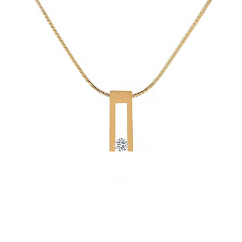 PT089G B.Tiff Hollow Bar Gold Plated Stainless Steel Pendant Necklace