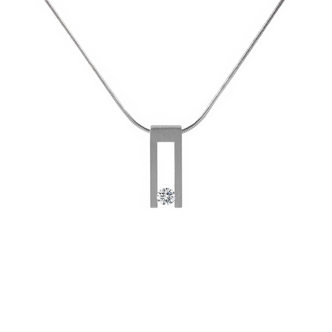 PT089W B.Tiff Hollow Bar Stainless Steel Pendant Necklace