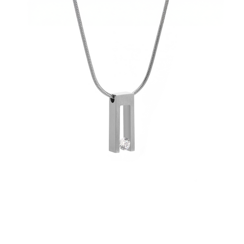 PT089W B.Tiff Hollow Bar Stainless Steel Pendant Necklace