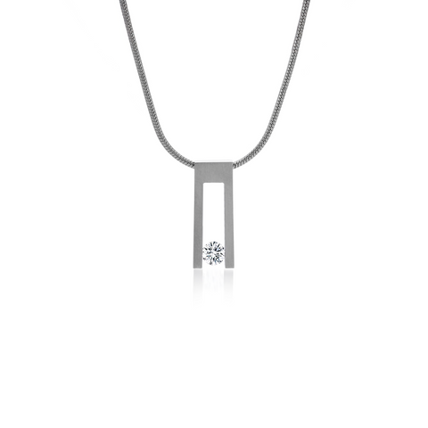 PT089W B.Tiff Hollow Bar Stainless Steel Pendant Necklace