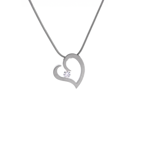 PT091W B.Tiff Stainless Steel Heart Pendant Necklace