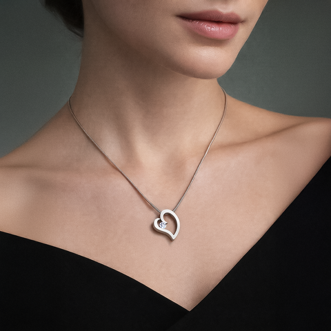 PT091W B.Tiff Stainless Steel Heart Pendant Necklace