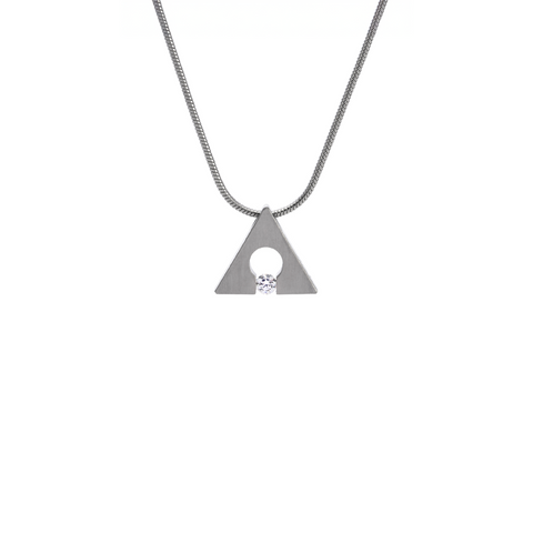 PT093W B.Tiff Stainless Steel Supera Triangle Pendant Necklace