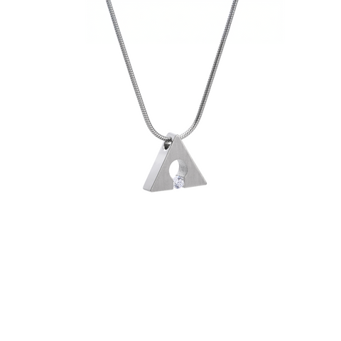 PT093W B.Tiff Stainless Steel Supera Triangle Pendant Necklace