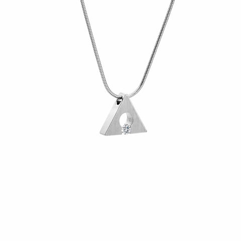 PT093W B.Tiff Stainless Steel Supera Triangle Pendant Necklace