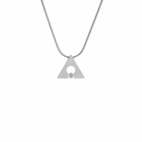 PT093W B.Tiff Stainless Steel Supera Triangle Pendant Necklace