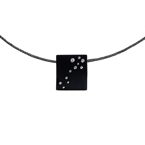 PT094B B.Tiff Black Anodized Pavé Galaxie Stainless Steel Pendant